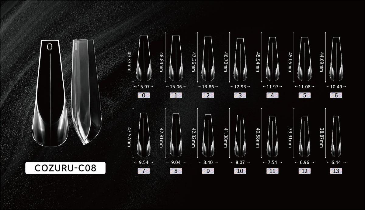 Gamer square dual forms sizing guide, 14 sizes, 140 pieces