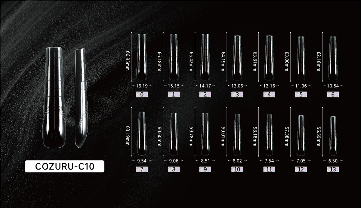 Slim tapered dual forms sizing guide for thumb to pinky