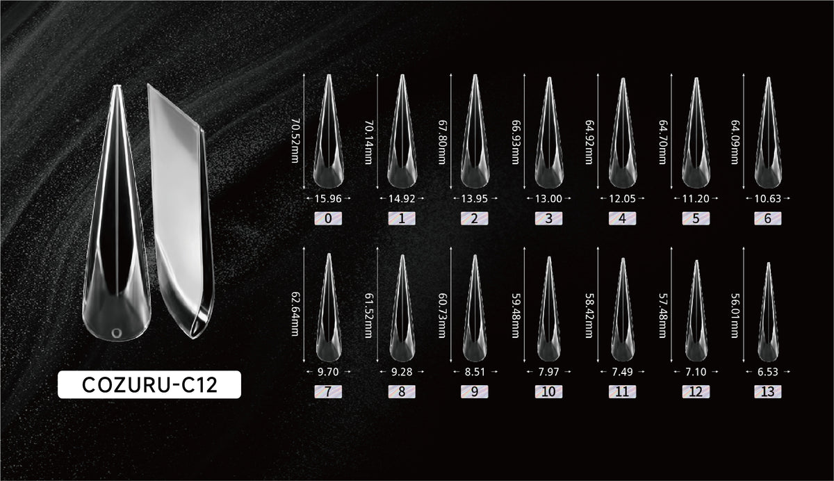 Gamer Ferrari dual forms sizing guide, 14 sizes, 140 pieces