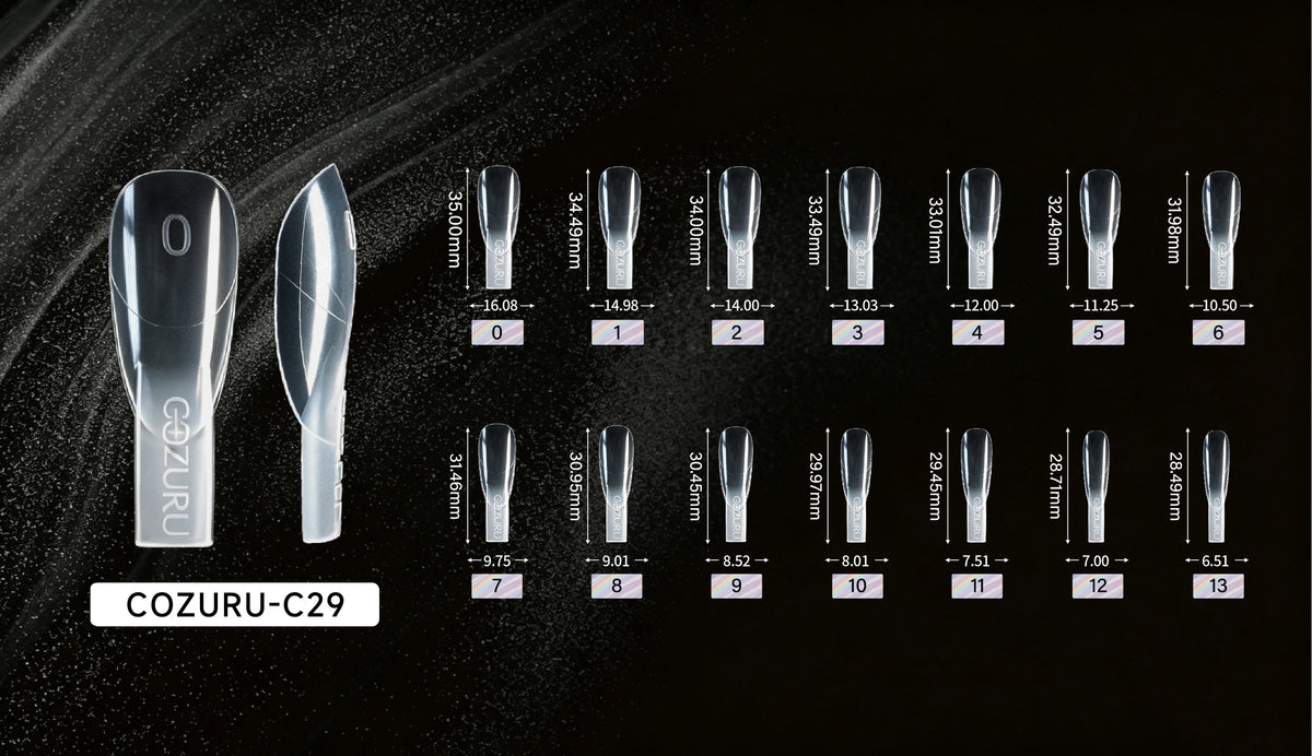 COZURU C29 3.5 cm almond dual forms curve and size guide