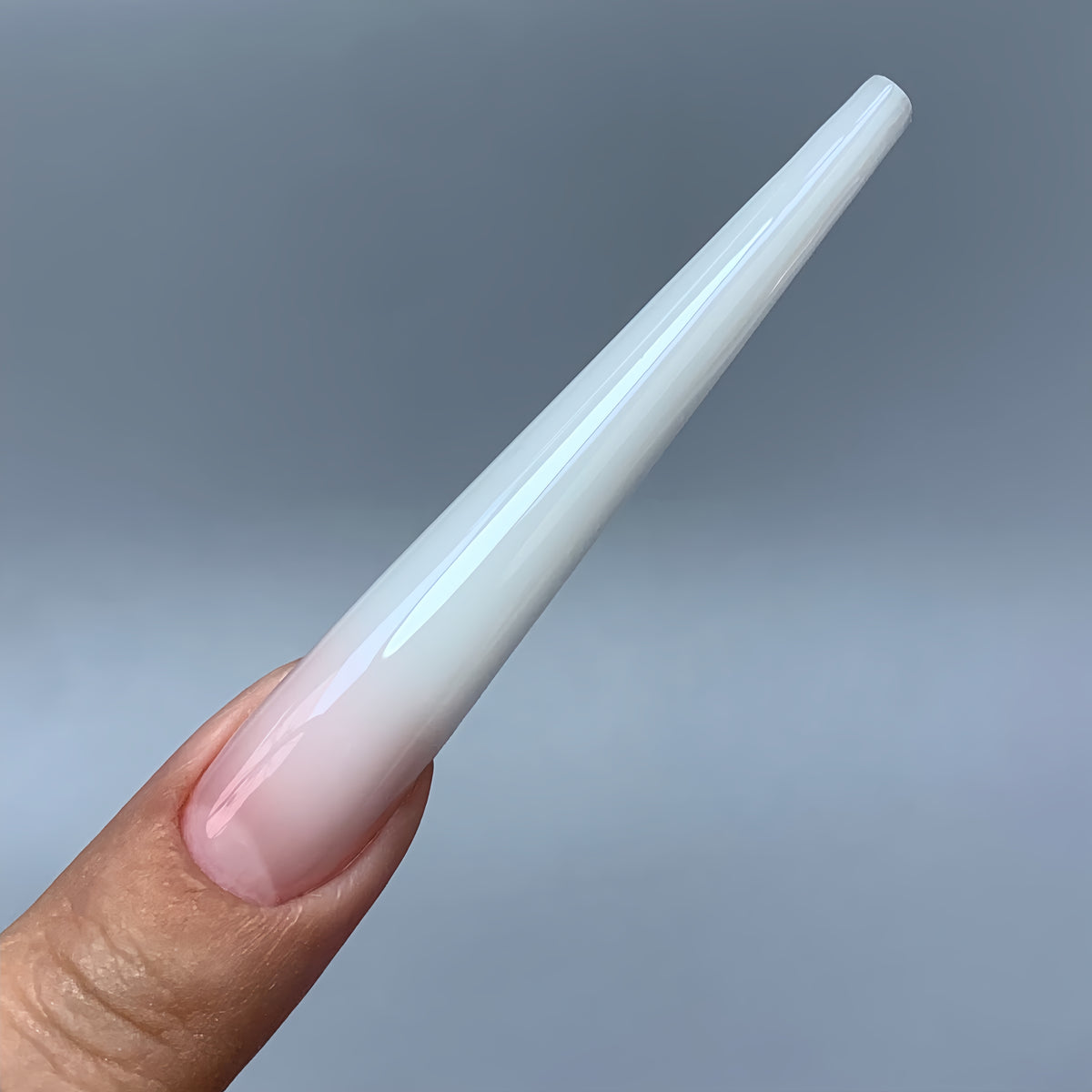 Structured square gel nails with raised arch made with COZURU C09 forms