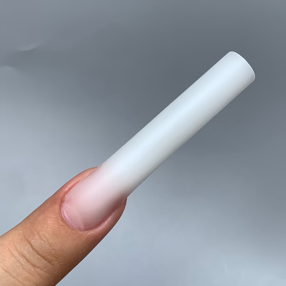Strong long square gel nails made with COZURU C15 pipe square forms