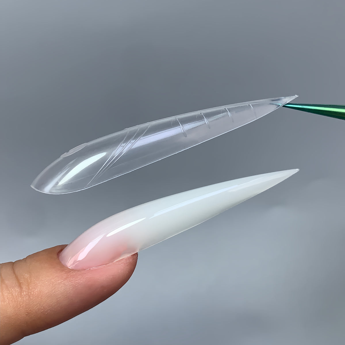 COZURU C16 extra long stiletto dual forms side view showing apex and length